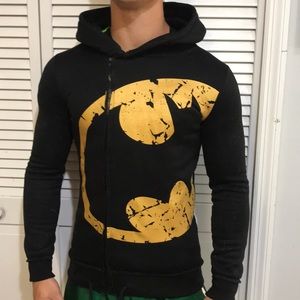 Batman off center zip hoodie jacket Mens size S.